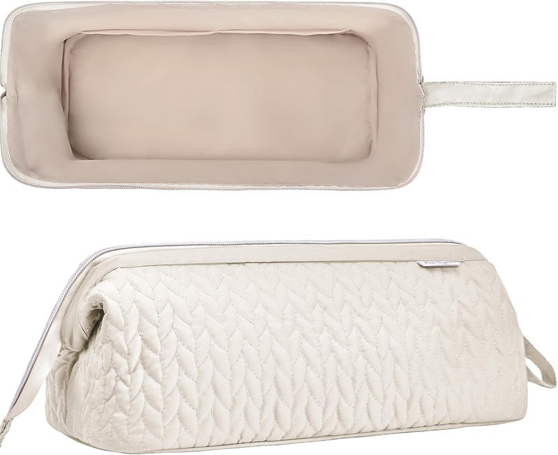 KarSyon Shark Flex Style Case for Dyson Airwrap Hair Dryer Brush Revlon Hair Tools Travel Bag Carrying Case Flat Curling Iron Organizer (Beige) - Image 2